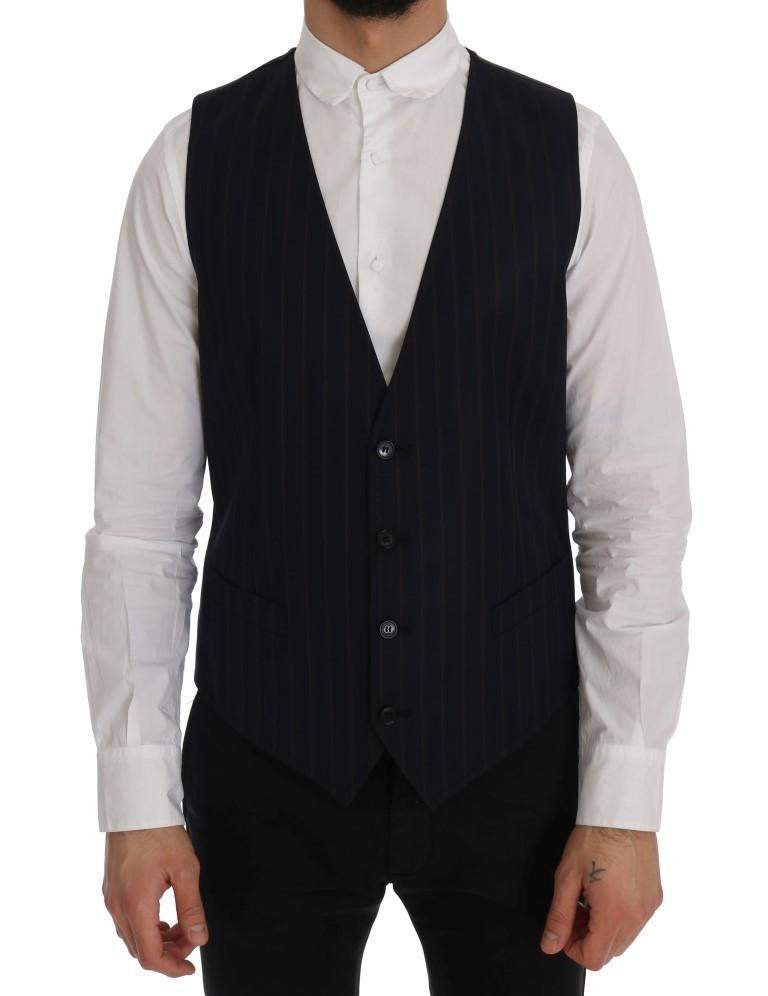 Dolce & Gabbana  Blue Wool Stretch Vest #men, Blue, Brand_Dolce & Gabbana, Catch, Dolce & Gabbana, feed-agegroup-adult, feed-color-blue, feed-gender-male, feed-size-IT50 | L, Gender_Men, IT50 | L, Kogan, Men - New Arrivals, Vests - Men - Clothing at SEYMAYKA