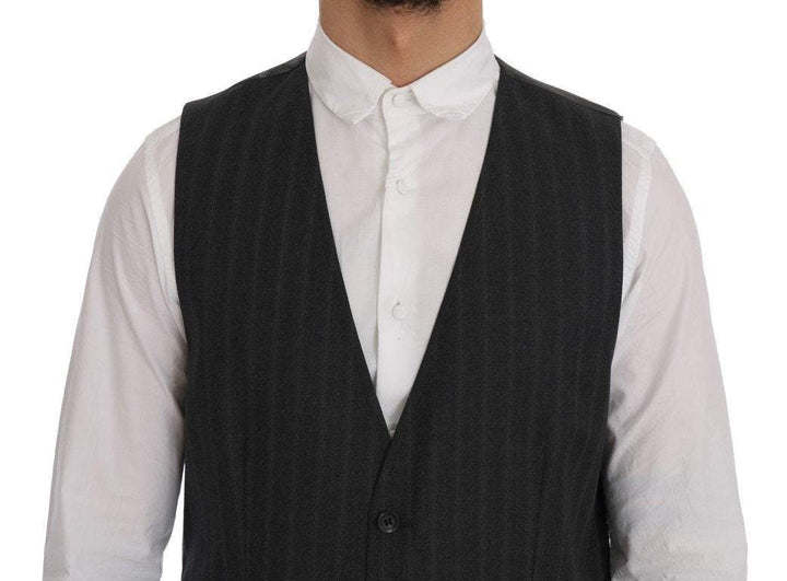 Dolce & Gabbana  Gray STAFF Wool Stretch Vest #men, Brand_Dolce & Gabbana, Catch, Dolce & Gabbana, feed-agegroup-adult, feed-color-gray, feed-gender-male, feed-size-IT50 | L, Gender_Men, Gray, IT50 | L, Kogan, Men - New Arrivals, Vests - Men - Clothing at SEYMAYKA