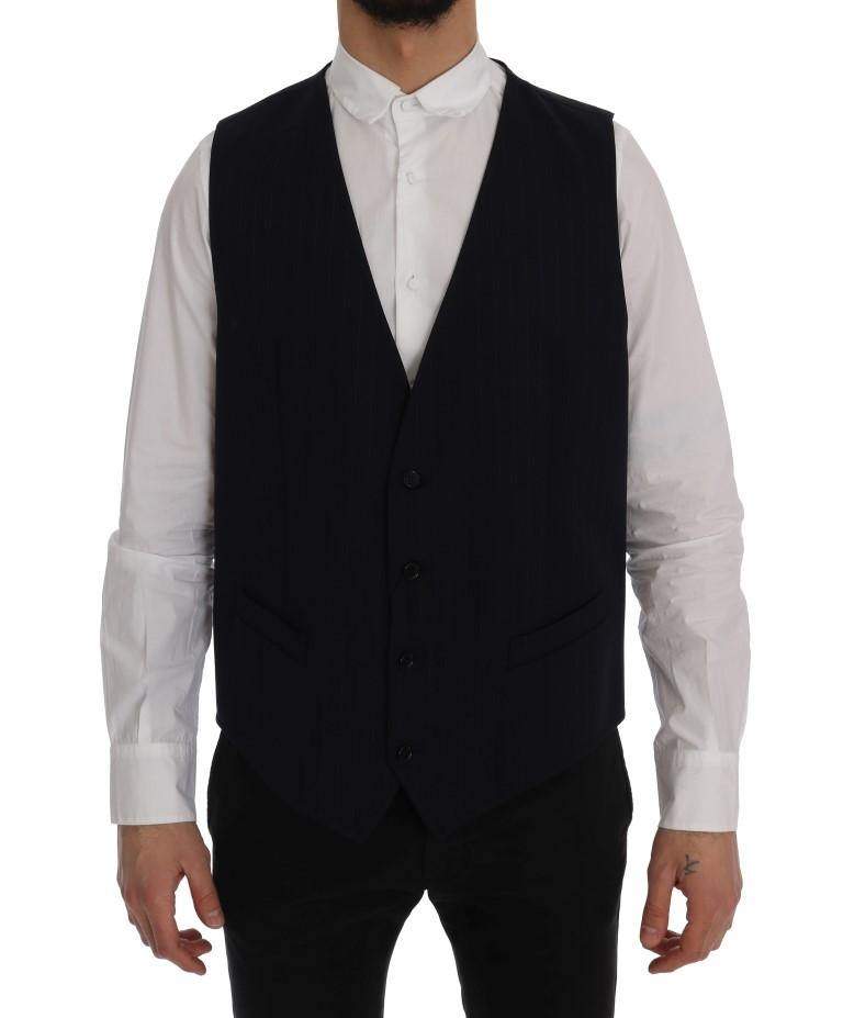 Dolce & Gabbana  Blue STAFF Wool Stretch Vest #men, Blue, Brand_Dolce & Gabbana, Catch, Dolce & Gabbana, feed-agegroup-adult, feed-color-blue, feed-gender-male, feed-size-IT54 | XXL, Gender_Men, IT54 | XXL, Kogan, Men - New Arrivals, Vests - Men - Clothing at SEYMAYKA