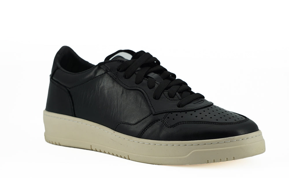 Saxone Of Scotland Black Leather Low Top Sneakers