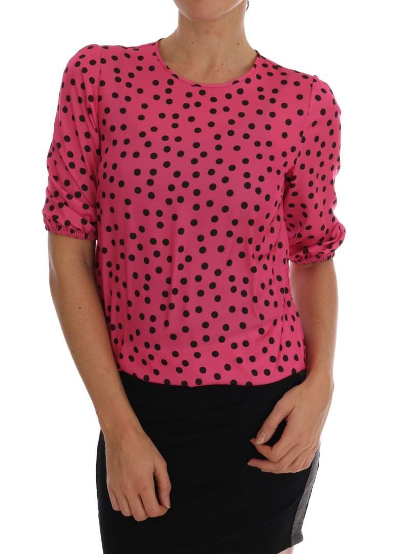 Dolce & Gabbana Pink Polka Dotted Silk Blouse #women, Brand_Dolce & Gabbana, Catch, Dolce & Gabbana, feed-agegroup-adult, feed-color-pink, feed-gender-female, feed-size-IT36 | XS, feed-size-IT38 | S, Gender_Women, IT36 | XS, IT38 | S, Kogan, Pink, Tops & T-Shirts - Women - Clothing, Women - New Arrivals at SEYMAYKA