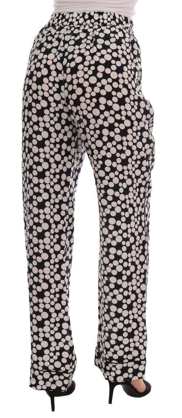 Dolce & Gabbana  Black White Polka Dottes Silk Pants #women, Black/White, Brand_Dolce & Gabbana, Catch, Dolce & Gabbana, feed-agegroup-adult, feed-color-black, feed-color-white, feed-gender-female, feed-size-IT40|S, Gender_Women, IT40|S, Jeans & Pants - Women - Clothing, Kogan, Women - New Arrivals at SEYMAYKA