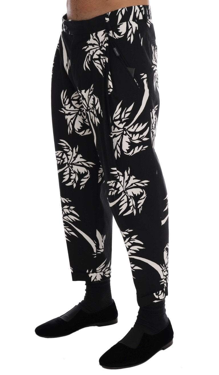 Dolce & Gabbana Black Tree Cotton Stretch Pants #men, Black, Brand_Dolce & Gabbana, Catch, Dolce & Gabbana, feed-agegroup-adult, feed-color-black, feed-gender-male, feed-size-IT44 | XS, feed-size-IT46 | S, feed-size-IT50 | L, Gender_Men, IT44 | XS, IT46 | S, IT50 | L, Jeans & Pants - Men - Clothing, Kogan, Men - New Arrivals at SEYMAYKA