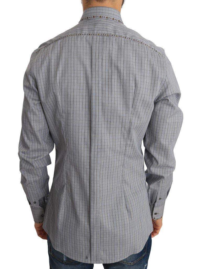 Dolce & Gabbana  Gray Check GOLD Cotton Slim Fit Shirt #men, 40, Brand_Dolce & Gabbana, Catch, Dolce & Gabbana, feed-agegroup-adult, feed-color-gray, feed-gender-male, feed-size-40, Gender_Men, Gray, Kogan, Men - New Arrivals, Shirts - Men - Clothing at SEYMAYKA