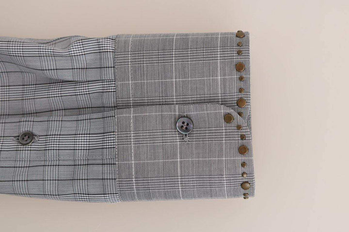 Dolce & Gabbana  Gray Check GOLD Cotton Slim Fit Shirt #men, 40, Brand_Dolce & Gabbana, Catch, Dolce & Gabbana, feed-agegroup-adult, feed-color-gray, feed-gender-male, feed-size-40, Gender_Men, Gray, Kogan, Men - New Arrivals, Shirts - Men - Clothing at SEYMAYKA