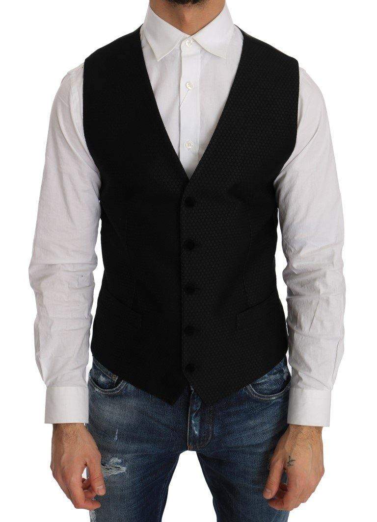 Dolce & Gabbana  Black Polka Dot Pattern Vest #men, Black, Brand_Dolce & Gabbana, Catch, Dolce & Gabbana, feed-agegroup-adult, feed-color-black, feed-gender-male, feed-size-IT48 | M, Gender_Men, IT48 | M, Kogan, Men - New Arrivals, Vests - Men - Clothing at SEYMAYKA