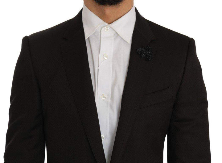 Dolce & Gabbana  Brown Wool Crystal Bee Slim Fit MARTINI #men, Brand_Dolce & Gabbana, Brown, Catch, Dolce & Gabbana, feed-agegroup-adult, feed-color-brown, feed-gender-male, feed-size-IT46 | S, Gender_Men, IT46 | S, Kogan, Men - New Arrivals, Suits - Men - Clothing at SEYMAYKA