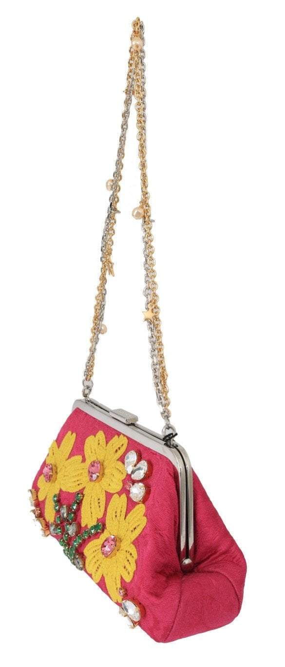 Dolce & Gabbana  Pink Brocade Floral Crystal Applique Evening Purse #women, Bags - Women - Bags, Brand_Dolce & Gabbana, Catch, Clutch Bags - Women - Bags, Dolce & Gabbana, feed-agegroup-adult, feed-color-pink, feed-gender-female, feed-size-OS, Gender_Women, Handbags - New Arrivals, Kogan, Pink at SEYMAYKA