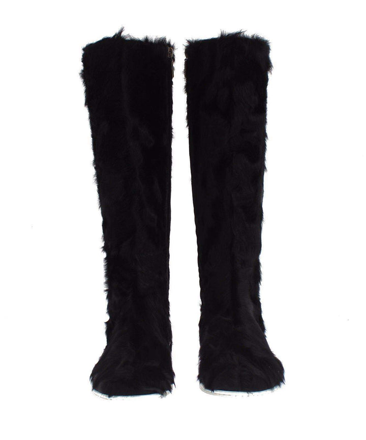 Dolce & Gabbana Black Xiangao Lamb Fur Leather Boots #women, Black, Boots - Women - Shoes, Brand_Dolce & Gabbana, Catch, Dolce & Gabbana, EU35/US4.5, EU36/US5.5, feed-agegroup-adult, feed-color-black, feed-gender-female, feed-size-US4.5, feed-size-US5.5, Gender_Women, Kogan at SEYMAYKA