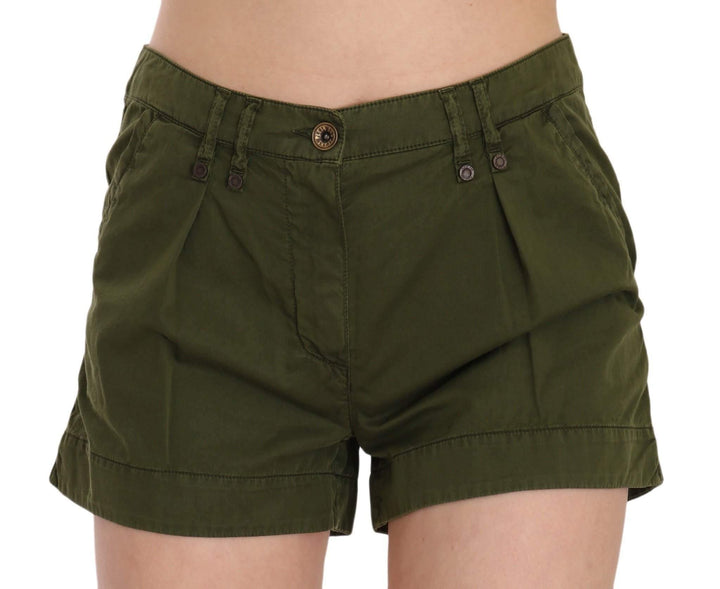 PLEIN SUD  Mid Waist  Cotton Mini Shorts #women, Catch, feed-agegroup-adult, feed-color-green, feed-gender-female, feed-size-IT36 | XS, feed-size-IT40|S, Gender_Women, Green, IT36 | XS, IT40|S, Kogan, PLEIN SUD, Shorts - Women - Clothing, Women - New Arrivals at SEYMAYKA