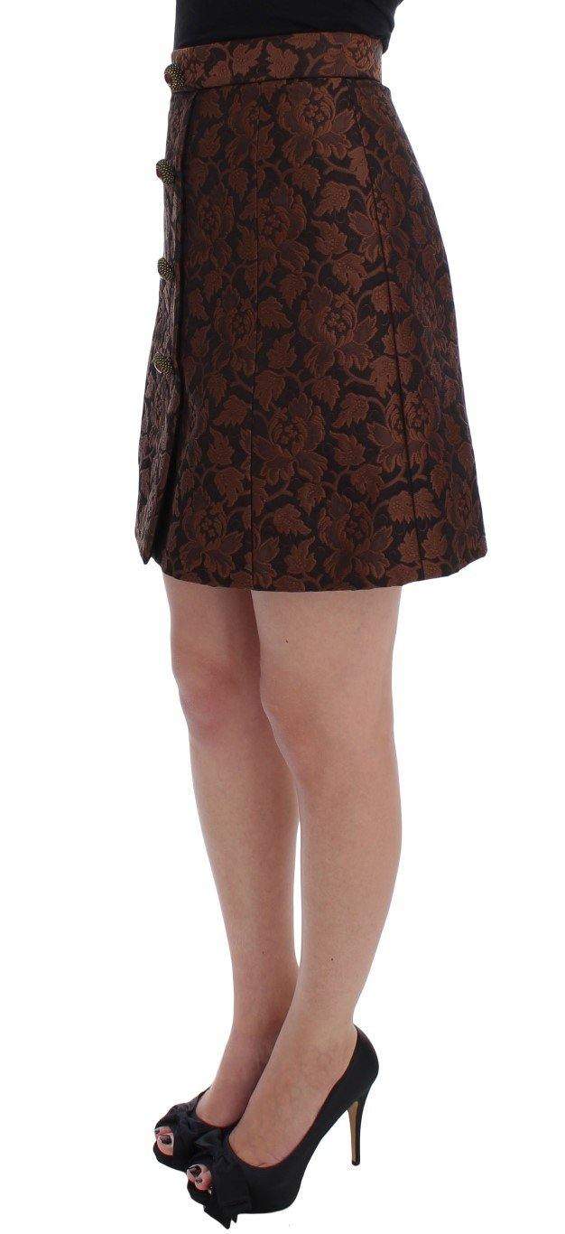 Dolce & Gabbana  Brown Floral Brocade Mini Bubble Skirt #women, Brand_Dolce & Gabbana, Brown, Catch, Dolce & Gabbana, feed-agegroup-adult, feed-color-brown, feed-gender-female, feed-size-IT40|S, Gender_Women, IT40|S, Kogan, Skirts - Women - Clothing at SEYMAYKA