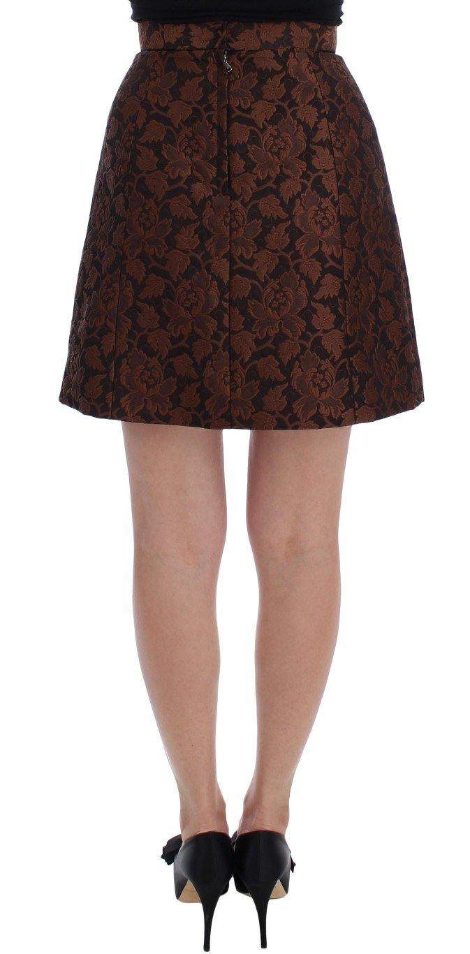 Dolce & Gabbana  Brown Floral Brocade Mini Bubble Skirt #women, Brand_Dolce & Gabbana, Brown, Catch, Dolce & Gabbana, feed-agegroup-adult, feed-color-brown, feed-gender-female, feed-size-IT40|S, Gender_Women, IT40|S, Kogan, Skirts - Women - Clothing at SEYMAYKA