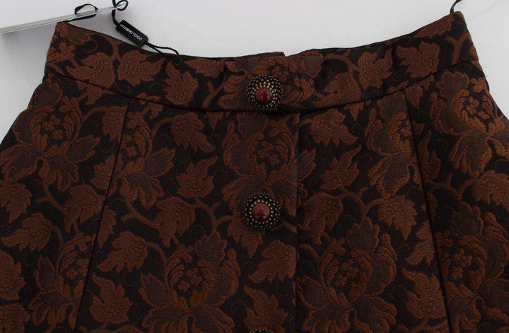 Dolce & Gabbana  Brown Floral Brocade Mini Bubble Skirt #women, Brand_Dolce & Gabbana, Brown, Catch, Dolce & Gabbana, feed-agegroup-adult, feed-color-brown, feed-gender-female, feed-size-IT40|S, Gender_Women, IT40|S, Kogan, Skirts - Women - Clothing at SEYMAYKA