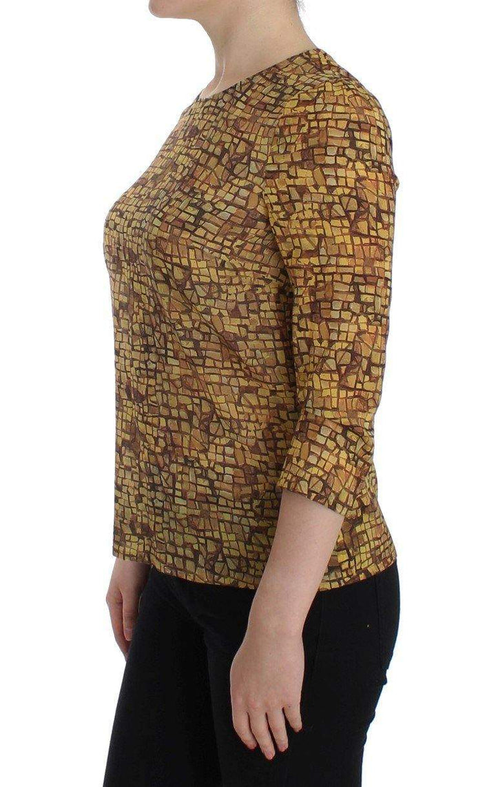 Dolce & Gabbana  Multicolor Mosaic Print Silk Blouse T-shirt #women, Brand_Dolce & Gabbana, Catch, Dolce & Gabbana, feed-agegroup-adult, feed-color-multicolor, feed-gender-female, feed-size-IT38 | S, feed-size-IT40 | M, Gender_Women, IT38 | S, IT42|M, Kogan, Multicolor, Tops & T-Shirts - Women - Clothing at SEYMAYKA