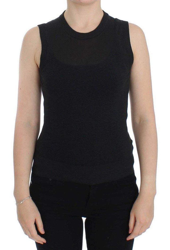 Dolce & Gabbana  Black Sleeveless Crewneck Vest Pullover #women, Black, Brand_Dolce & Gabbana, Catch, Dolce & Gabbana, feed-agegroup-adult, feed-color-black, feed-gender-female, feed-size-IT36|XXS, feed-size-IT38|XS, feed-size-IT44|L, feed-size-IT48 | XL, Gender_Women, IT36|XXS, IT38|XS, IT40|S, IT44|L, IT48 | XL, Kogan, Tops & T-Shirts - Women - Clothing at SEYMAYKA