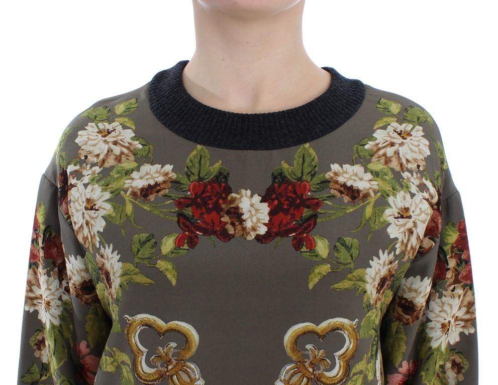 Dolce & Gabbana  Green Key Floral Print Silk Sweater #women, Brand_Dolce & Gabbana, Catch, Dolce & Gabbana, feed-agegroup-adult, feed-color-green, feed-gender-female, feed-size-IT40|S, Gender_Women, Green, IT40|S, Kogan, Sweaters - Women - Clothing at SEYMAYKA