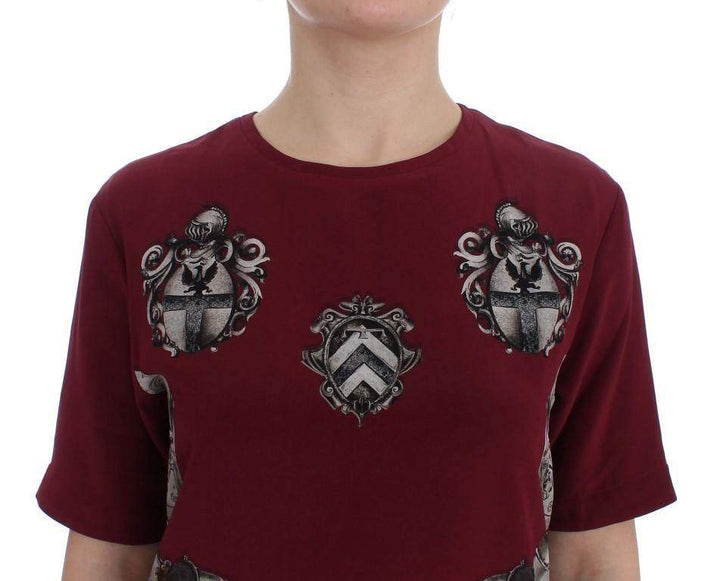 Dolce & Gabbana  Red Knight Print Silk Blouse T-shirt #women, Brand_Dolce & Gabbana, Catch, Dolce & Gabbana, feed-agegroup-adult, feed-color-red, feed-gender-female, feed-size-IT40|S, feed-size-IT42|M, Gender_Women, IT40|S, IT42|M, Kogan, Red, Tops & T-Shirts - Women - Clothing at SEYMAYKA