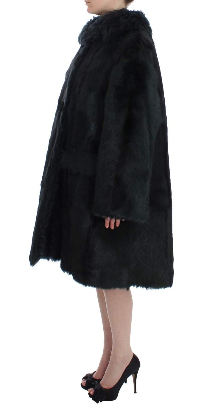 Dolce & Gabbana  Black Goat Fur Shearling Long Jacket Coat #women, Black, Brand_Dolce & Gabbana, Catch, Dolce & Gabbana, feed-agegroup-adult, feed-color-black, feed-gender-female, feed-size-IT40|S, Gender_Women, IT40|S, Kogan, Tops & T-Shirts - Women - Clothing at SEYMAYKA