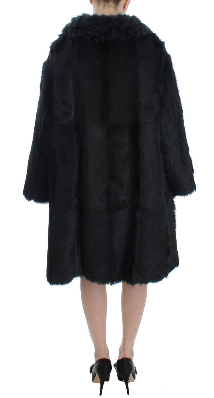 Dolce & Gabbana  Black Goat Fur Shearling Long Jacket Coat #women, Black, Brand_Dolce & Gabbana, Catch, Dolce & Gabbana, feed-agegroup-adult, feed-color-black, feed-gender-female, feed-size-IT40|S, Gender_Women, IT40|S, Kogan, Tops & T-Shirts - Women - Clothing at SEYMAYKA