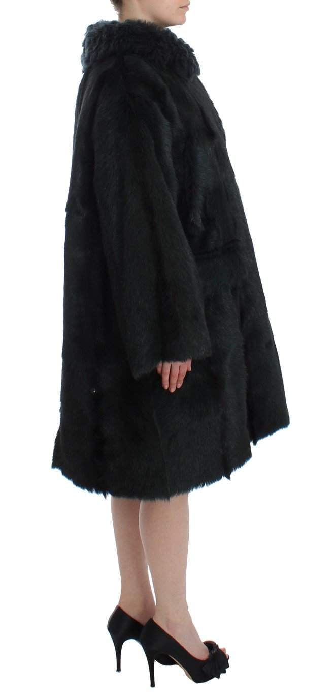 Dolce & Gabbana  Black Goat Fur Shearling Long Jacket Coat #women, Black, Brand_Dolce & Gabbana, Catch, Dolce & Gabbana, feed-agegroup-adult, feed-color-black, feed-gender-female, feed-size-IT40|S, Gender_Women, IT40|S, Kogan, Tops & T-Shirts - Women - Clothing at SEYMAYKA