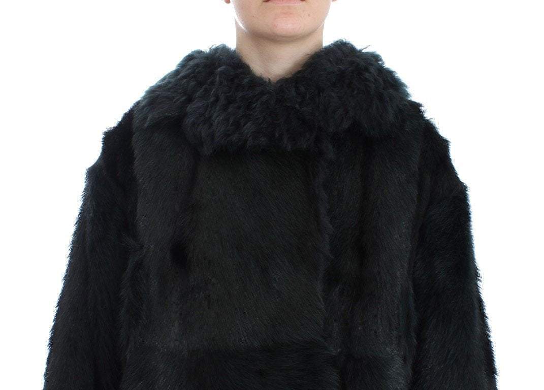 Dolce & Gabbana  Black Goat Fur Shearling Long Jacket Coat #women, Black, Brand_Dolce & Gabbana, Catch, Dolce & Gabbana, feed-agegroup-adult, feed-color-black, feed-gender-female, feed-size-IT40|S, Gender_Women, IT40|S, Kogan, Tops & T-Shirts - Women - Clothing at SEYMAYKA