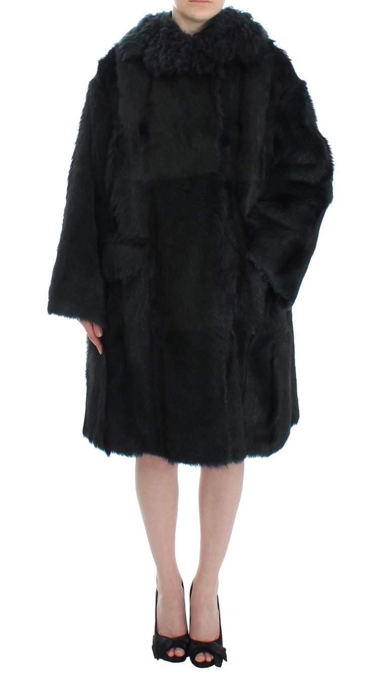 Dolce & Gabbana  Black Goat Fur Shearling Long Jacket Coat #women, Black, Brand_Dolce & Gabbana, Catch, Dolce & Gabbana, feed-agegroup-adult, feed-color-black, feed-gender-female, feed-size-IT40|S, Gender_Women, IT40|S, Kogan, Tops & T-Shirts - Women - Clothing at SEYMAYKA