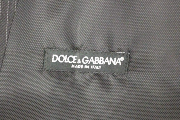 Dolce & Gabbana  Gray Striped Wool Single Breasted Vest #men, Black, Brand_Dolce & Gabbana, Catch, Dolce & Gabbana, feed-agegroup-adult, feed-color-black, feed-gender-male, feed-size-IT48 | M, Gender_Men, IT48 | M, Kogan, Men - New Arrivals, Vests - Men - Clothing at SEYMAYKA