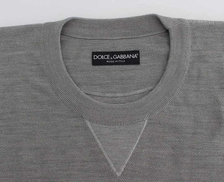 Dolce & Gabbana  Gray Crewneck Pullover Silk Sweater #men, Brand_Dolce & Gabbana, Catch, Dolce & Gabbana, feed-agegroup-adult, feed-color-gray, feed-gender-male, feed-size-IT48 | M, Gender_Men, Gray, IT48 | M, Kogan, Sweaters - Men - Clothing at SEYMAYKA