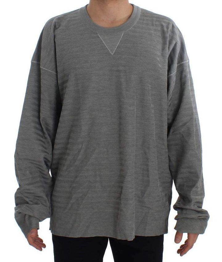 Dolce & Gabbana  Gray Crewneck Pullover Silk Sweater #men, Brand_Dolce & Gabbana, Catch, Dolce & Gabbana, feed-agegroup-adult, feed-color-gray, feed-gender-male, feed-size-IT48 | M, Gender_Men, Gray, IT48 | M, Kogan, Sweaters - Men - Clothing at SEYMAYKA