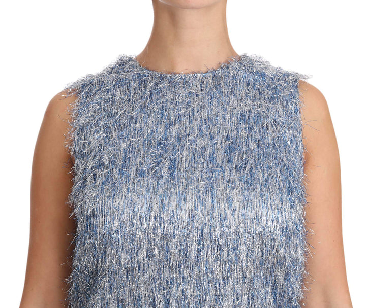 Dolce & Gabbana Light Blue Fringe Shift Gown Dress #women, Brand_Dolce & Gabbana, Catch, Clothing_Dress, Dolce & Gabbana, Dresses - Women - Clothing, feed-agegroup-adult, feed-color-blue, feed-gender-female, feed-size-IT40|S, feed-size-IT42|M, feed-size-IT44|L, feed-size-IT46|XL, Gender_Women, IT40|S, IT42|M, IT44|L, IT46|XL, Kogan, Light Blue, Women - New Arrivals at SEYMAYKA