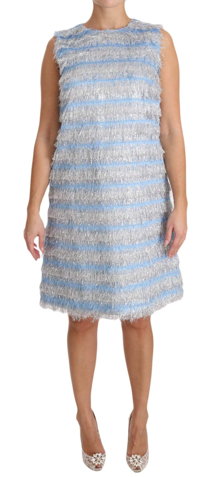 Dolce & Gabbana  Light Blue Silver Shift Gown Dress #women, Brand_Dolce & Gabbana, Catch, Clothing_Dress, Dolce & Gabbana, Dresses - Women - Clothing, feed-agegroup-adult, feed-color-blue, feed-gender-female, feed-size-IT38|XS, feed-size-IT40|S, feed-size-IT42|M, feed-size-IT44|L, Gender_Women, IT38|XS, IT40|S, IT42|M, IT44|L, Kogan, Light Blue, Women - New Arrivals at SEYMAYKA