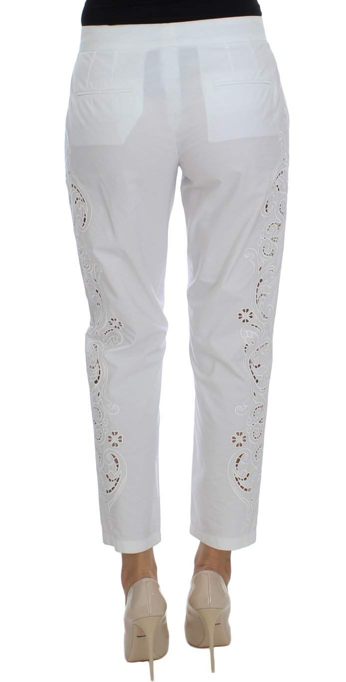 Dolce & Gabbana  White Floral Cutout Dress Sicily Pants #women, Brand_Dolce & Gabbana, Catch, Dolce & Gabbana, feed-agegroup-adult, feed-color-white, feed-gender-female, feed-size-IT36 | XS, feed-size-IT40|S, Gender_Women, IT36 | XS, IT40|S, Jeans & Pants - Women - Clothing, Kogan, White at SEYMAYKA