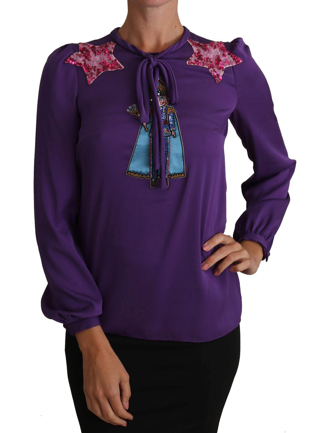 Dolce & Gabbana  Purple Blouse Prince  Fairy Tale Embellished  Top #women, Brand_Dolce & Gabbana, Catch, Dolce & Gabbana, feed-agegroup-adult, feed-color-purple, feed-gender-female, feed-size-IT36|XXS, feed-size-IT38|XS, feed-size-IT40|S, feed-size-IT44|L, Gender_Women, IT36|XXS, IT38|XS, IT40|S, IT44|L, Kogan, Purple, Tops & T-Shirts - Women - Clothing, Women - New Arrivals at SEYMAYKA