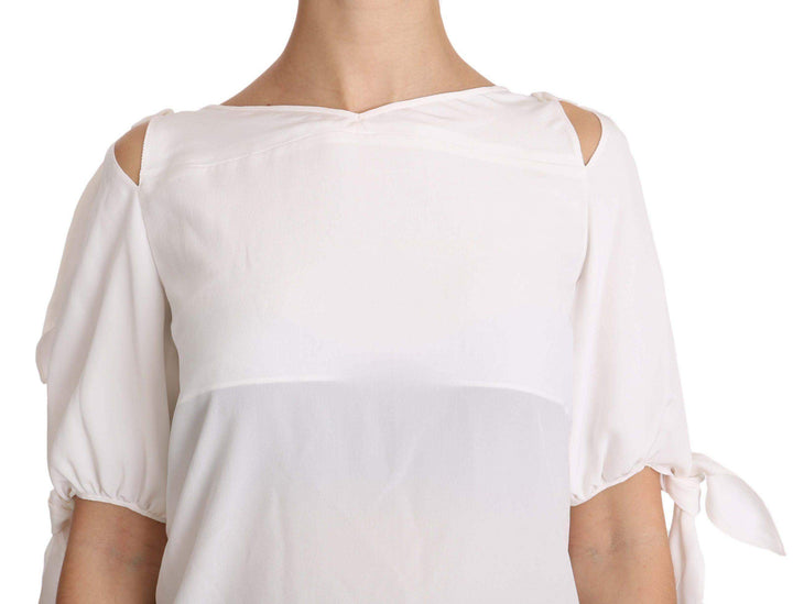 Dolce & Gabbana  Solid White Silk Off Shoulder Blouse Top #women, Brand_Dolce & Gabbana, Catch, Dolce & Gabbana, feed-agegroup-adult, feed-color-white, feed-gender-female, feed-size-IT40 | M, Gender_Women, IT40 | M, Kogan, Tops & T-Shirts - Women - Clothing, White, Women - New Arrivals at SEYMAYKA