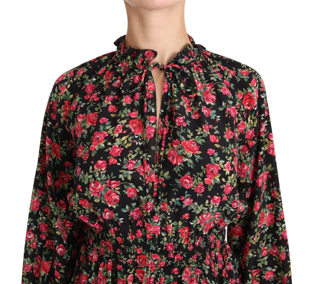 Dolce & Gabbana Black Rose Print Floral Shirt Top Blouse #women, Black, Brand_Dolce & Gabbana, Catch, Dolce & Gabbana, feed-agegroup-adult, feed-color-black, feed-gender-female, feed-size-IT36|XXS, feed-size-IT38|XS, feed-size-IT44|L, Gender_Women, IT36|XXS, IT38|XS, IT40|S, IT44|L, IT46|XL, Kogan, Tops & T-Shirts - Women - Clothing, Women - New Arrivals at SEYMAYKA