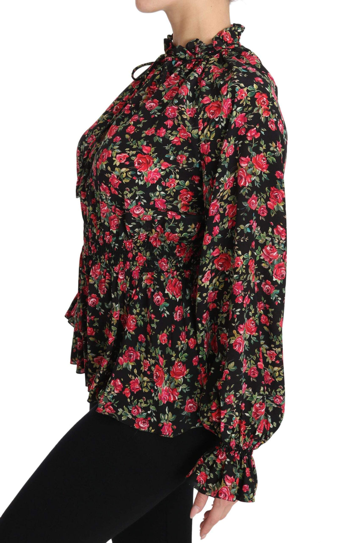 Dolce & Gabbana Black Rose Print Floral Shirt Top Blouse #women, Black, Brand_Dolce & Gabbana, Catch, Dolce & Gabbana, feed-agegroup-adult, feed-color-black, feed-gender-female, feed-size-IT36|XXS, feed-size-IT38|XS, feed-size-IT44|L, Gender_Women, IT36|XXS, IT38|XS, IT40|S, IT44|L, IT46|XL, Kogan, Tops & T-Shirts - Women - Clothing, Women - New Arrivals at SEYMAYKA