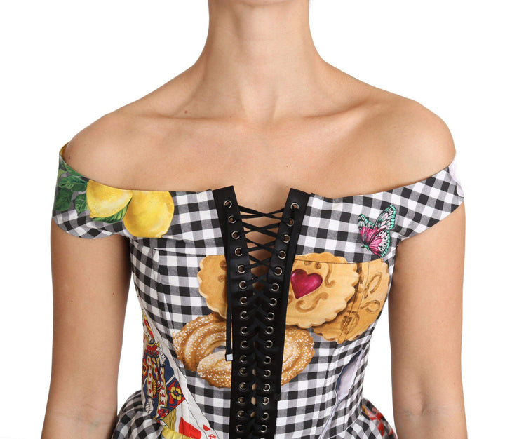 Dolce & Gabbana  Black and White Corset Blouse Sicily Lemon Check Top #women, Black/White, Brand_Dolce & Gabbana, Catch, Dolce & Gabbana, feed-agegroup-adult, feed-color-black, feed-color-white, feed-gender-female, feed-size-IT36|XXS, feed-size-IT38|XS, feed-size-IT40|S, feed-size-IT42|M, Gender_Women, IT36|XXS, IT38|XS, IT40|S, IT42|M, Kogan, Tops & T-Shirts - Women - Clothing, Women - New Arrivals at SEYMAYKA