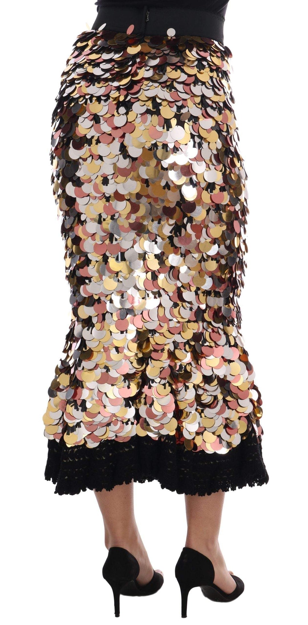 Dolce & Gabbana  Gold Sequined Peplum High Waist Skirt #women, Black, Brand_Dolce & Gabbana, Catch, Dolce & Gabbana, feed-agegroup-adult, feed-color-black, feed-gender-female, feed-size-IT38|XS, Gender_Women, IT38|XS, Kogan, Skirts - Women - Clothing, Women - New Arrivals at SEYMAYKA