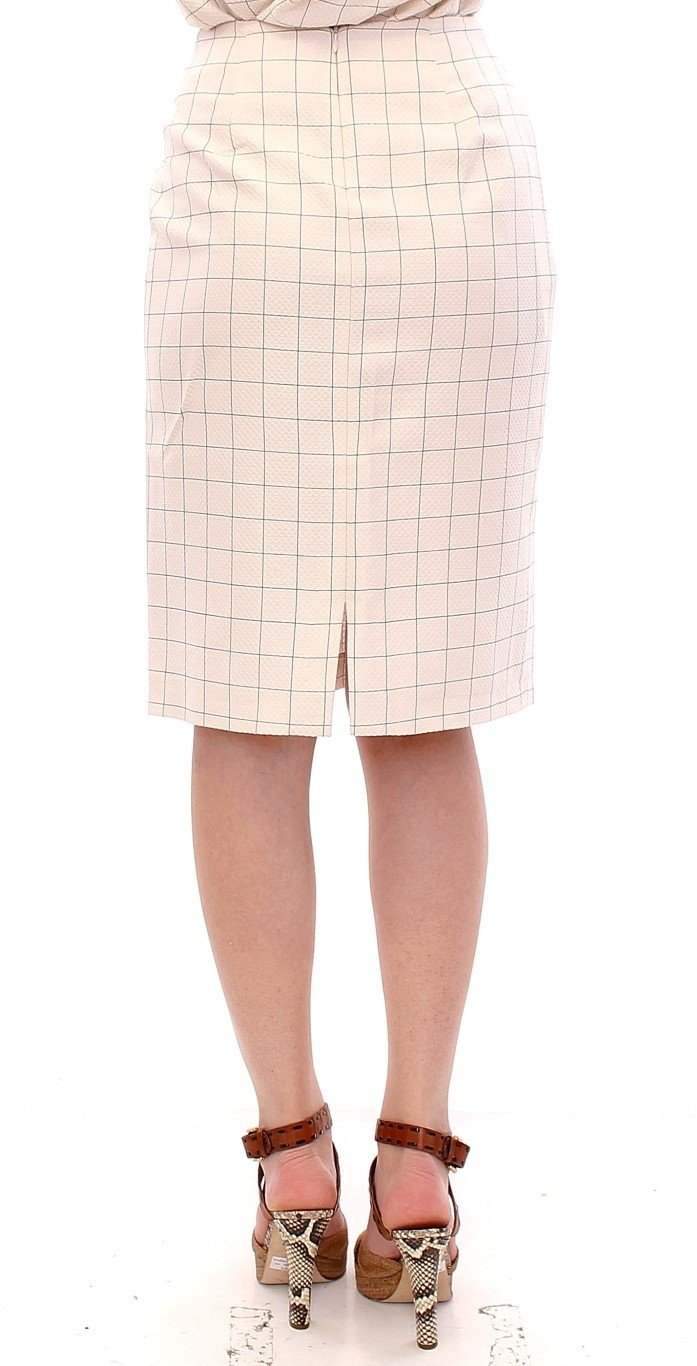 Andrea Incontri  Cotton Checkered Pencil Skirt #women, Andrea Incontri, Catch, feed-agegroup-adult, feed-color-white, feed-gender-female, feed-size-IT40|S, feed-size-IT42|M, Gender_Women, IT40|S, IT42|M, Kogan, Skirts - Women - Clothing, White at SEYMAYKA