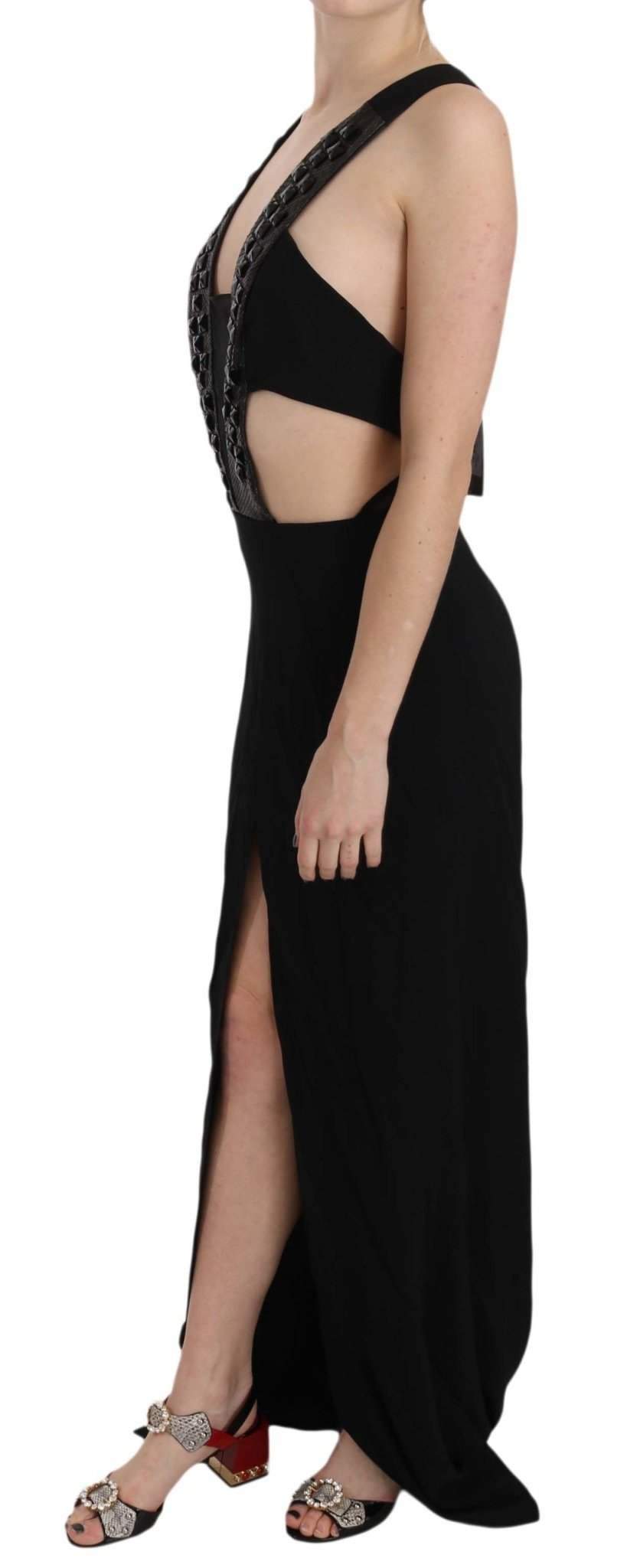 John Richmond  Crystal Leather Gown Flare Dress #women, Black, Catch, Clothing_Dress, Dresses - Women - Clothing, feed-agegroup-adult, feed-color-black, feed-gender-female, feed-size-IT40|S, feed-size-IT42|M, Gender_Women, IT40|S, IT42|M, John Richmond, Kogan, Women - New Arrivals at SEYMAYKA