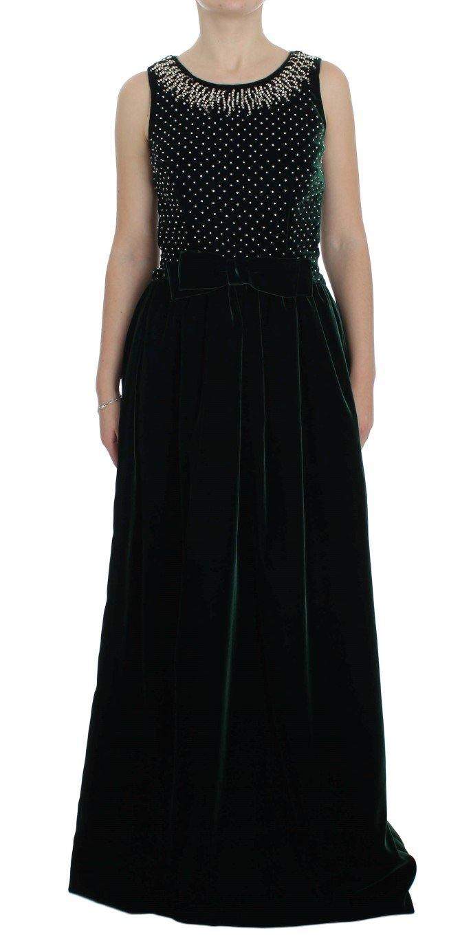 Dolce & Gabbana  Green Velvet Crystal Long Maxi Dress #women, Blue, Brand_Dolce & Gabbana, Catch, Clothing_Dress, Dolce & Gabbana, Dresses - Women - Clothing, feed-agegroup-adult, feed-color-blue, feed-gender-female, feed-size-IT38|XS, feed-size-IT40|S, Gender_Women, IT38|XS, IT40|S, IT46|XL, Kogan at SEYMAYKA