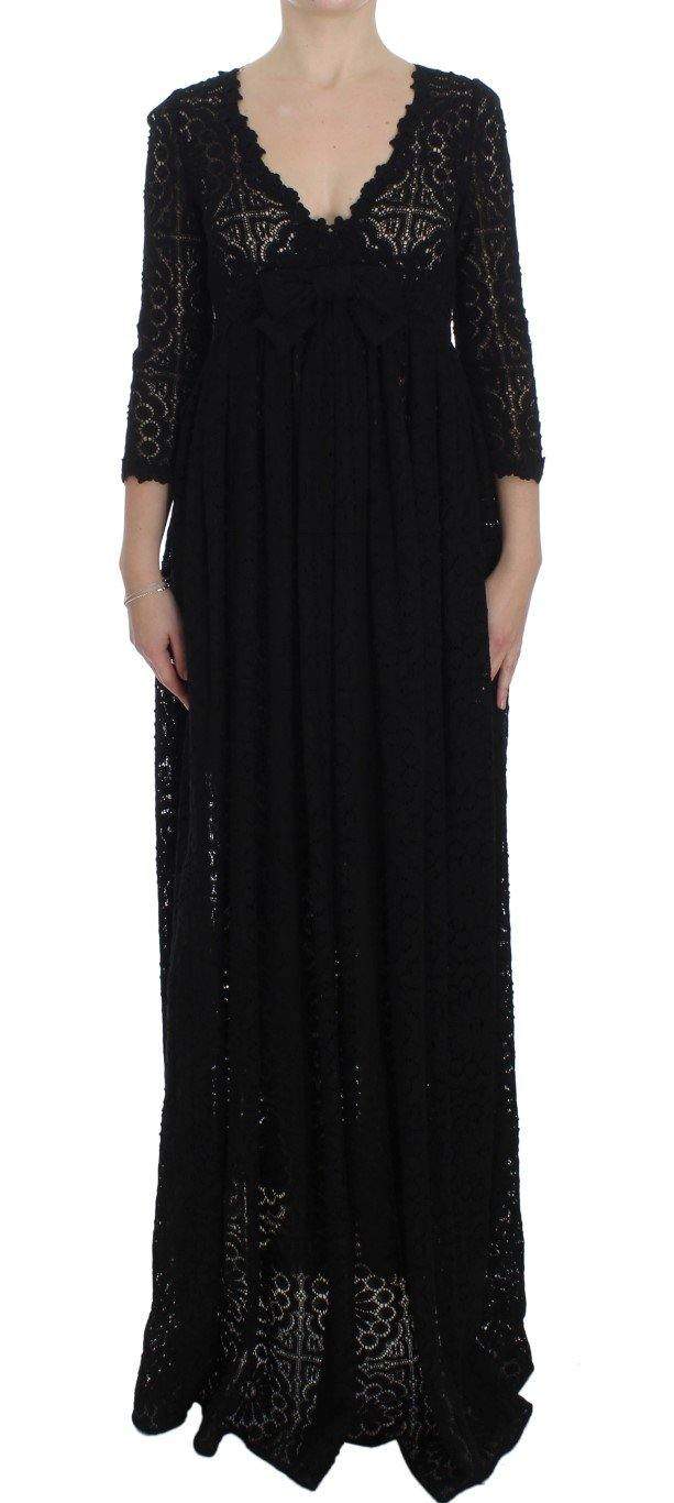 Dolce & Gabbana  Black Ricamo Knitted Full Length Maxi Dress #women, Black, Brand_Dolce & Gabbana, Catch, Clothing_Dress, Dolce & Gabbana, Dresses - Women - Clothing, feed-agegroup-adult, feed-color-black, feed-gender-female, feed-size-IT40|S, Gender_Women, IT40|S, Kogan at SEYMAYKA