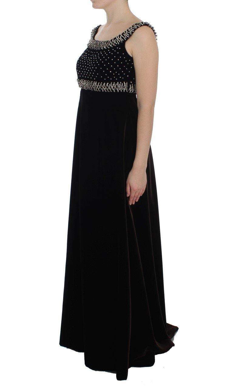 Dolce & Gabbana  Brown Velvet Crystal Sheath Gown Dress #women, Brand_Dolce & Gabbana, Brown, Catch, Clothing_Dress, Dolce & Gabbana, Dresses - Women - Clothing, feed-agegroup-adult, feed-color-brown, feed-gender-female, feed-size-IT40|S, Gender_Women, IT40|S, Kogan at SEYMAYKA