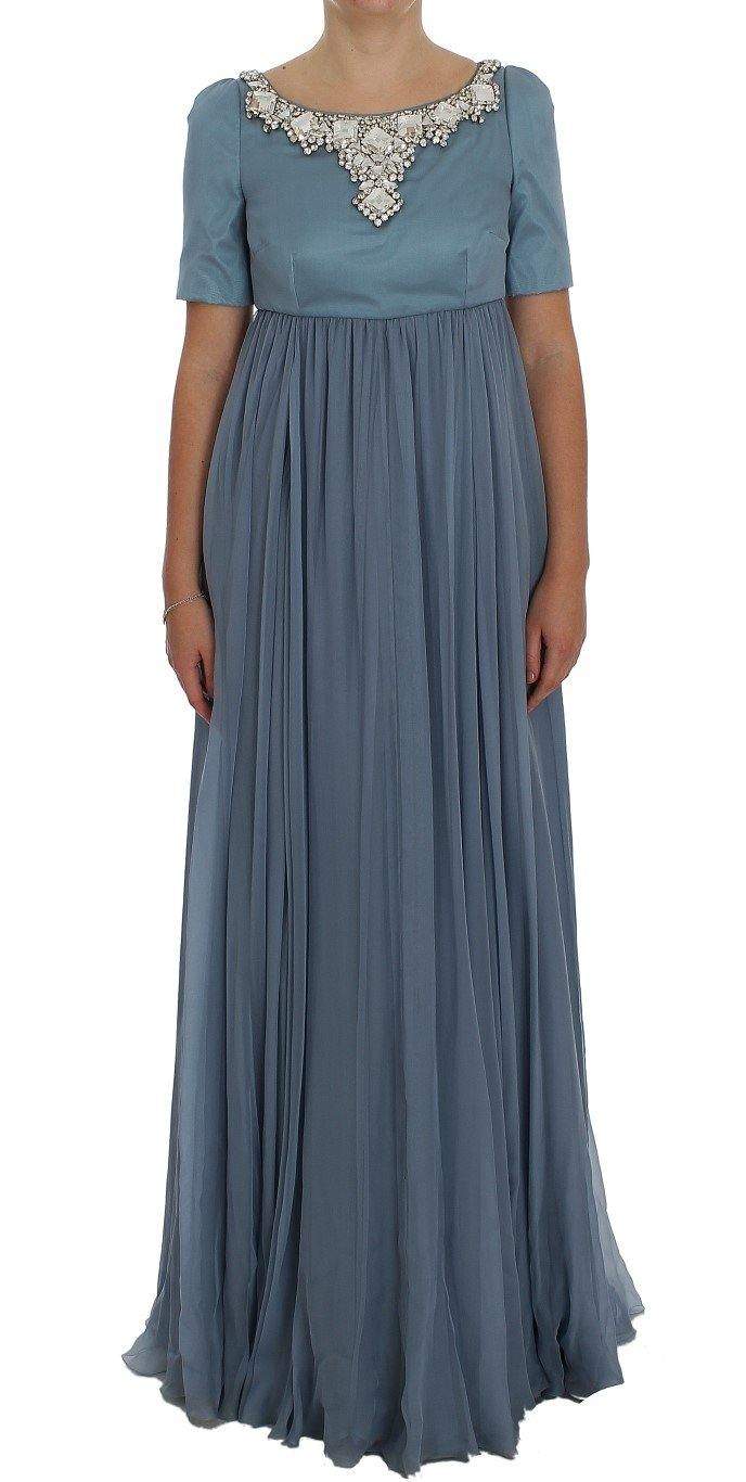 Dolce & Gabbana  Blue Silk Crystal Sheath Gown Ball Dress #women, Blue, Brand_Dolce & Gabbana, Catch, Clothing_Dress, Dolce & Gabbana, Dresses - Women - Clothing, feed-agegroup-adult, feed-color-blue, feed-gender-female, feed-size-IT40|S, Gender_Women, IT40|S, Kogan at SEYMAYKA