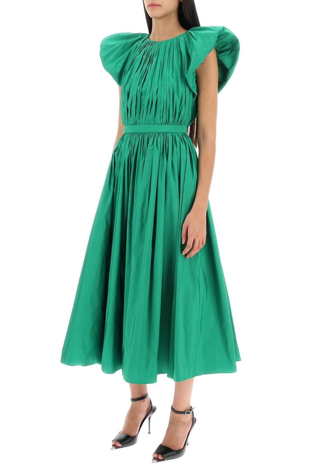 Alexander mcqueen pleated open back midi dress-3