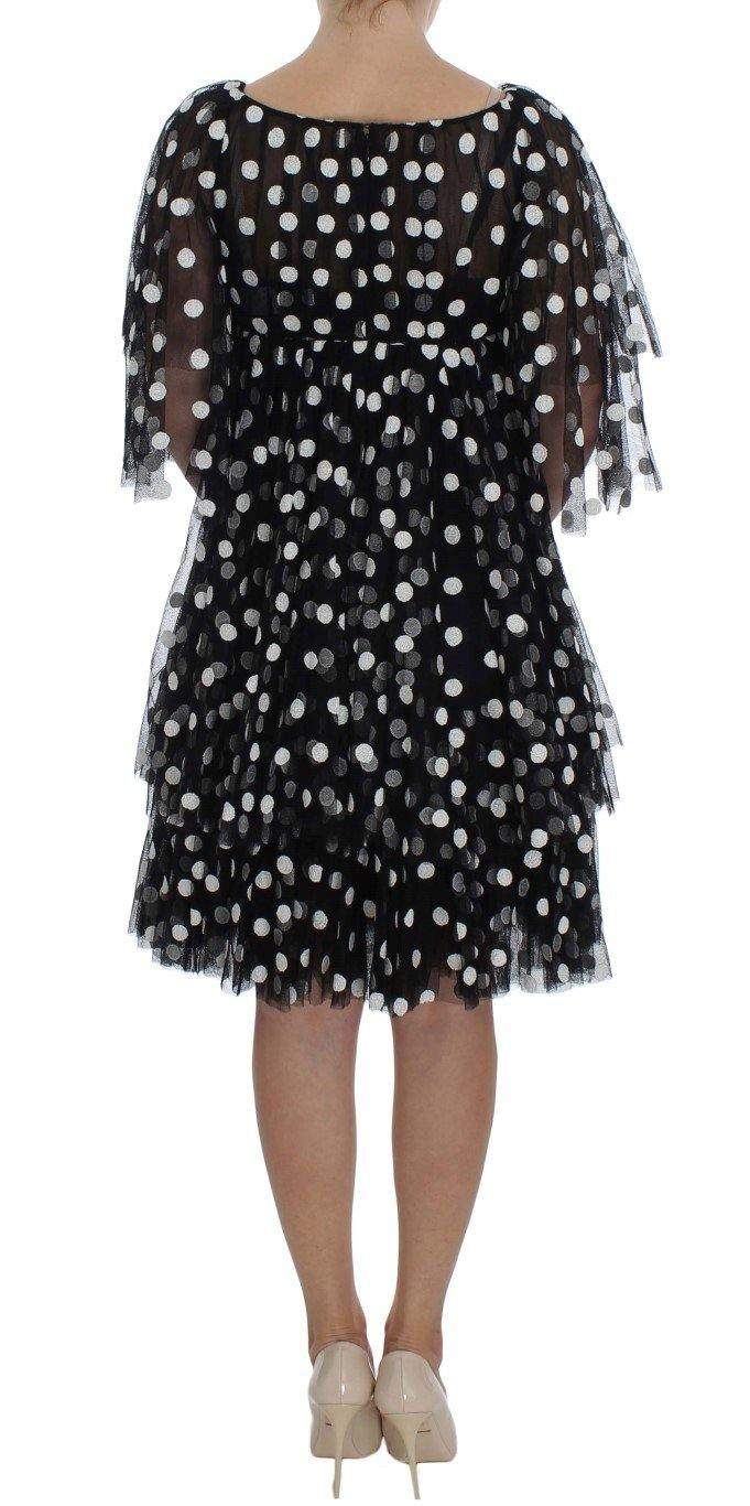 Dolce & Gabbana  Black White Polka Dotted Ruffled Dress #women, Black, Brand_Dolce & Gabbana, Catch, Clothing_Dress, Dolce & Gabbana, Dresses - Women - Clothing, feed-agegroup-adult, feed-color-black, feed-gender-female, feed-size-IT40|S, Gender_Women, IT40|S, Kogan at SEYMAYKA