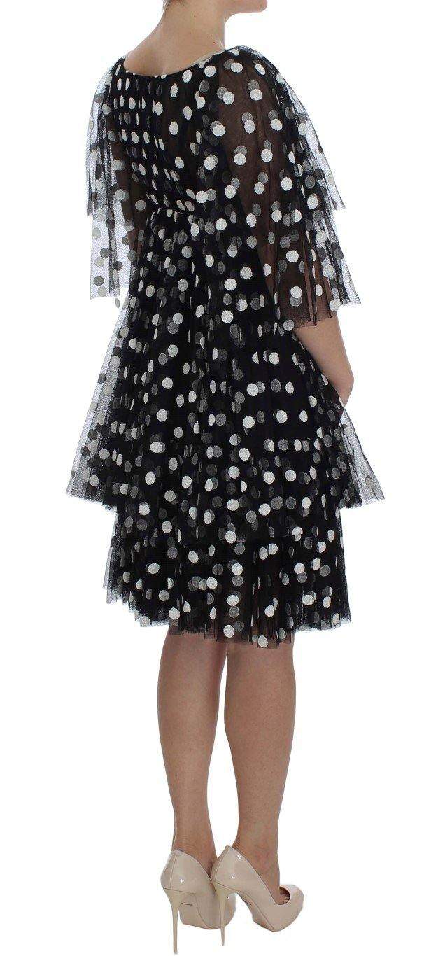 Dolce & Gabbana  Black White Polka Dotted Ruffled Dress #women, Black, Brand_Dolce & Gabbana, Catch, Clothing_Dress, Dolce & Gabbana, Dresses - Women - Clothing, feed-agegroup-adult, feed-color-black, feed-gender-female, feed-size-IT40|S, Gender_Women, IT40|S, Kogan at SEYMAYKA