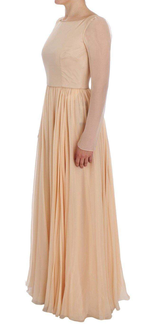 Dolce & Gabbana  Beige Silk Ball Gown Full Length Dress #women, Beige, Brand_Dolce & Gabbana, Catch, Clothing_Dress, Dolce & Gabbana, Dresses - Women - Clothing, feed-agegroup-adult, feed-color-beige, feed-gender-female, feed-size-IT40|S, Gender_Women, IT40|S, Kogan at SEYMAYKA