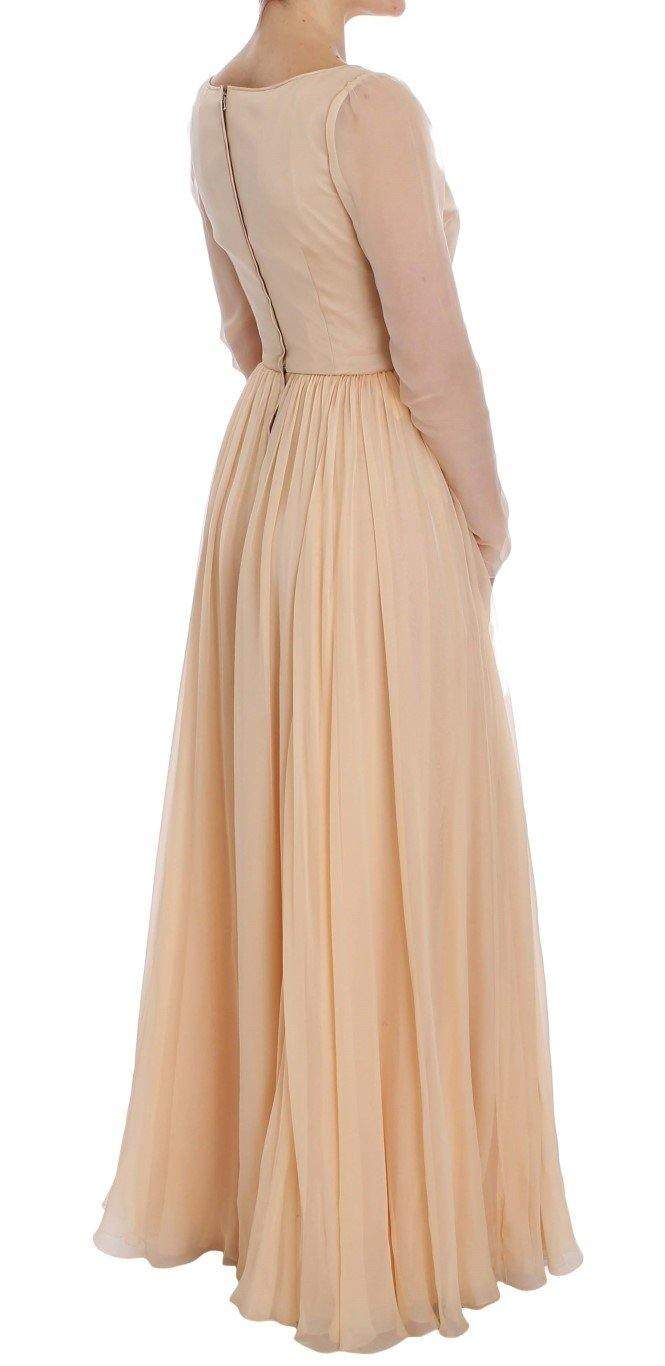 Dolce & Gabbana  Beige Silk Ball Gown Full Length Dress #women, Beige, Brand_Dolce & Gabbana, Catch, Clothing_Dress, Dolce & Gabbana, Dresses - Women - Clothing, feed-agegroup-adult, feed-color-beige, feed-gender-female, feed-size-IT40|S, Gender_Women, IT40|S, Kogan at SEYMAYKA