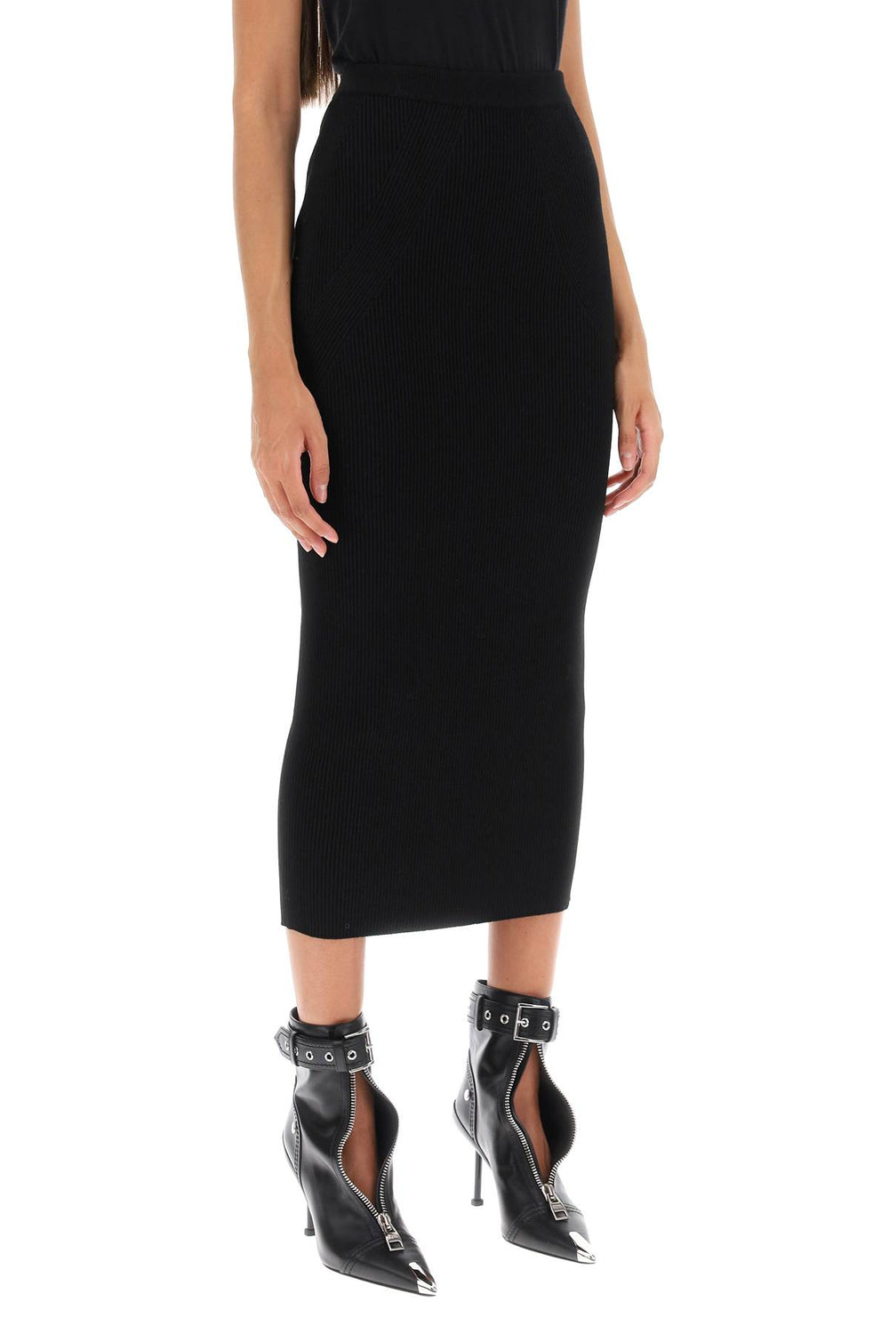 Alexander mcqueen ribbed-knit pencil skirt-1